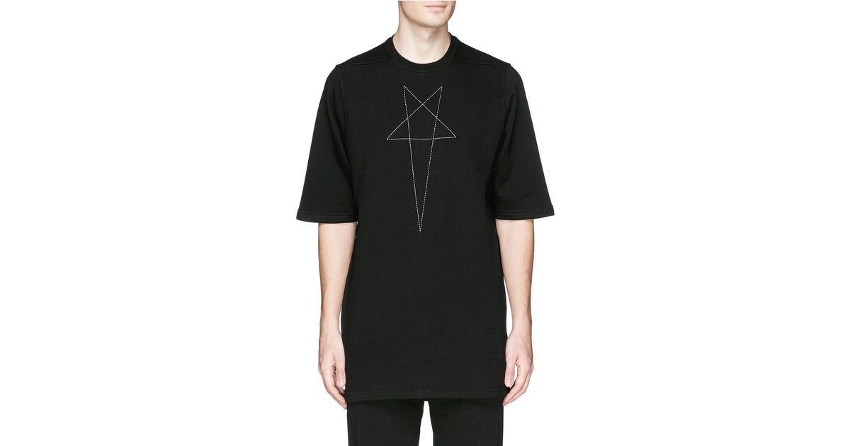 Rick Owens Drkshdw Pentagram Embroidery T Shirt In Black For Men Lyst