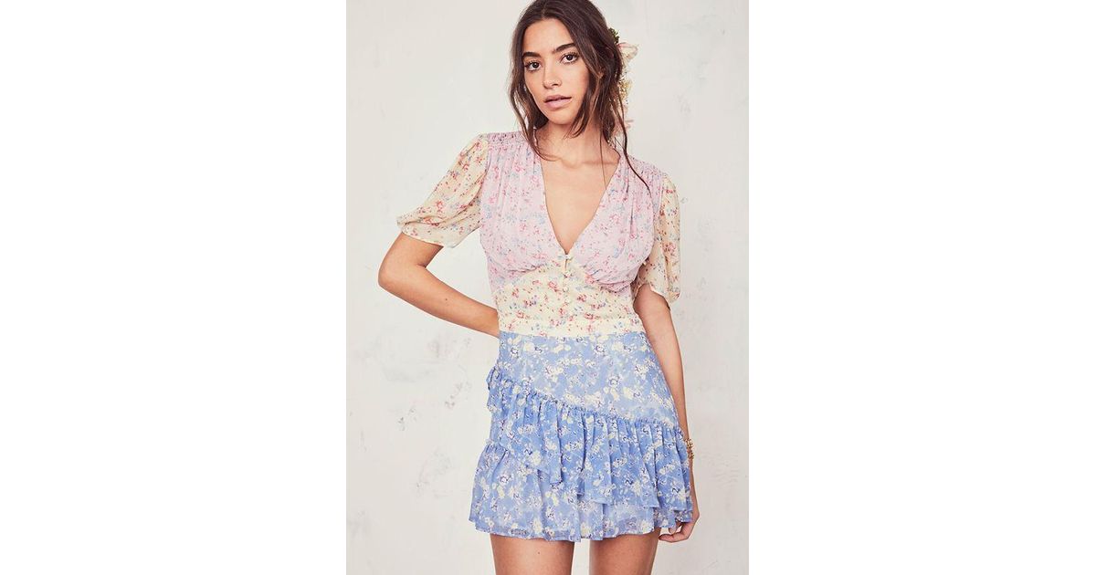 LoveShackFancy Cotton Bea Ruffled Floral-print Silk-georgette Mini Dress - Lyst