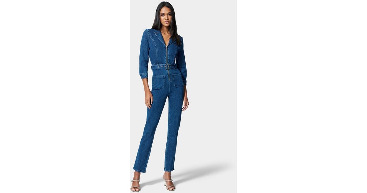 Skinny leg cheap denim jumpsuit