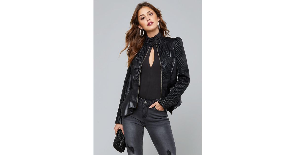 Bebe Jade Peplum Jacket In Black Lyst