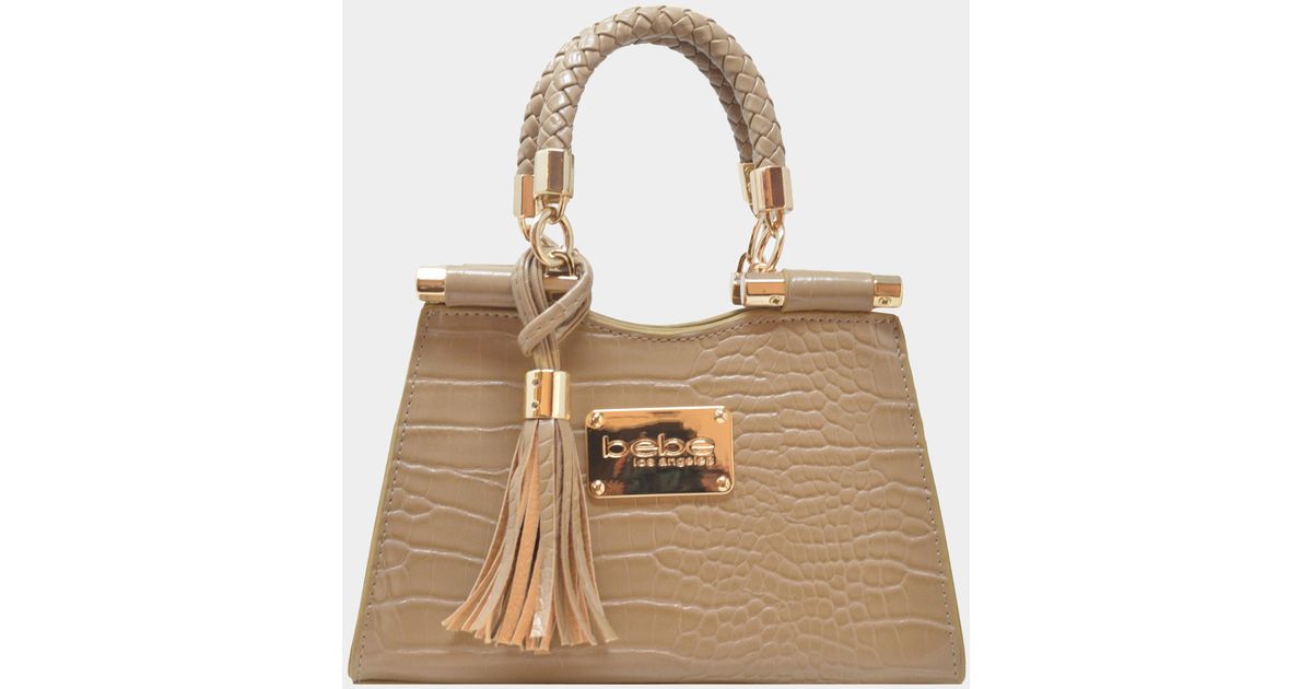 Bebe Natalie Mini Croco Crossbody in Natural | Lyst