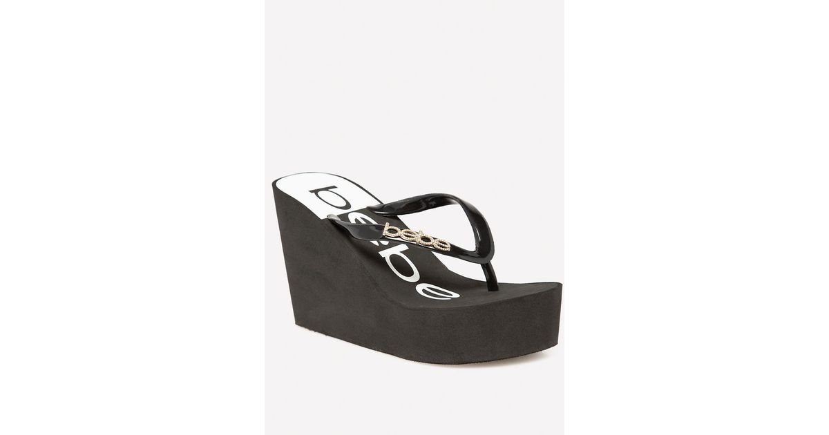 bebe black platform sandals