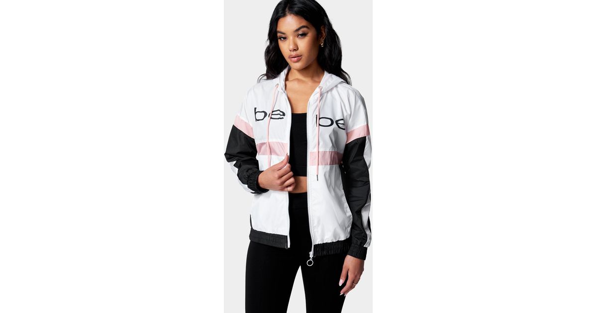 Bebe Sport Color Block Jacket in White | Lyst