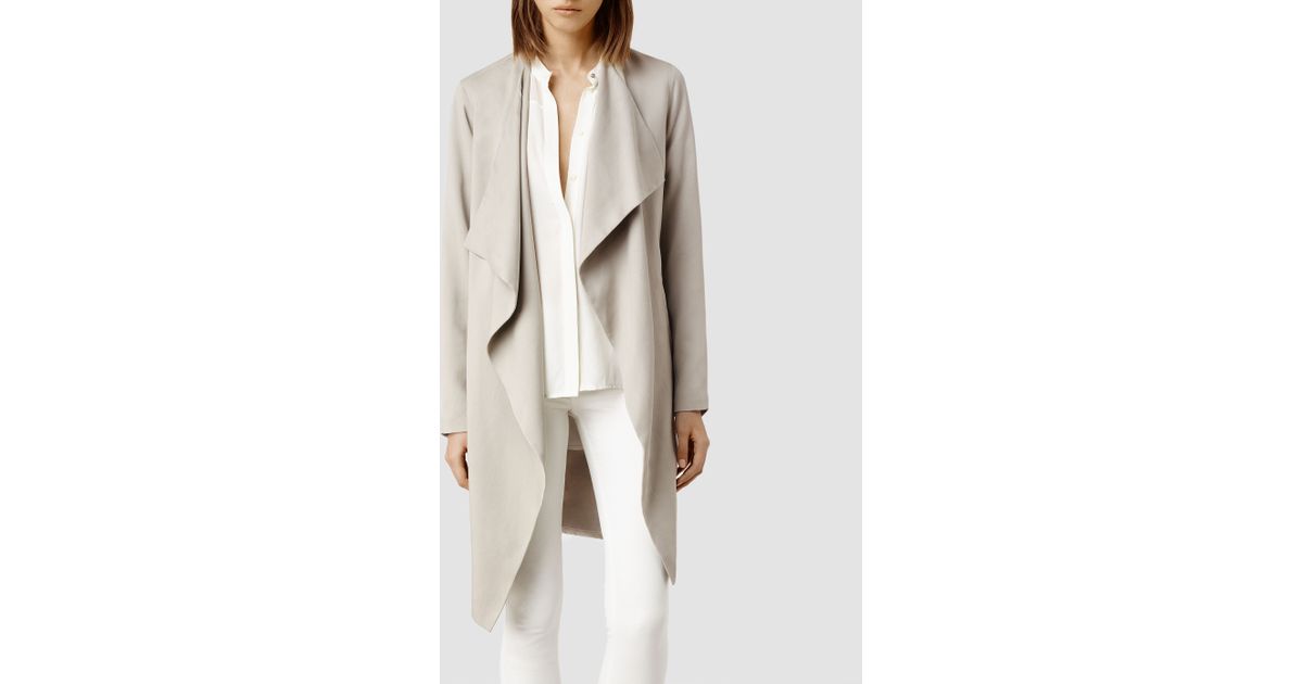 AllSaints Hace Trench Coat in Gray | Lyst