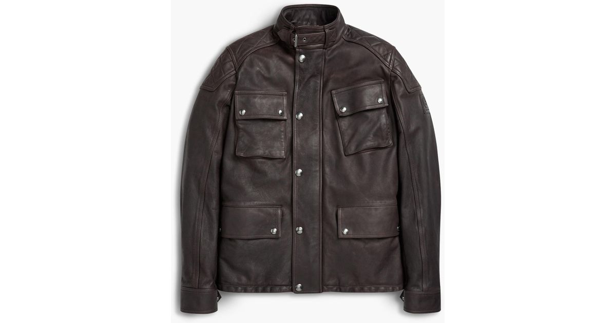 Belstaff Woodbridge Leather Jacket in Black Brown (Black) for Men - Lyst
