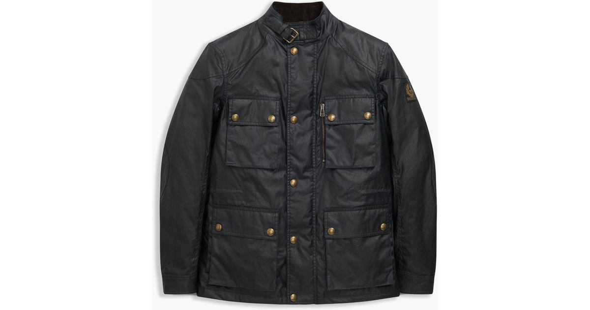 Belstaff Trialmaster Jacket In Dark Navy Signature 6oz Waxed Cotton in Black  for Men - Lyst