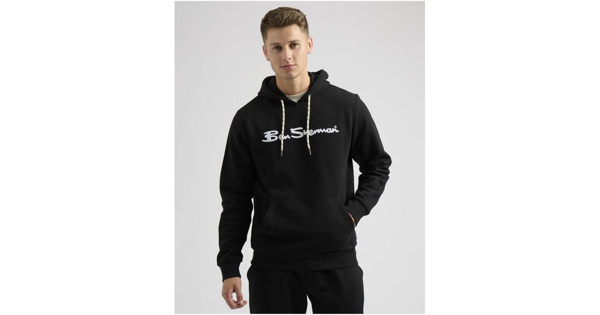 Ben Sherman Applique Logo Hoodie in Grey for Men Lyst UK