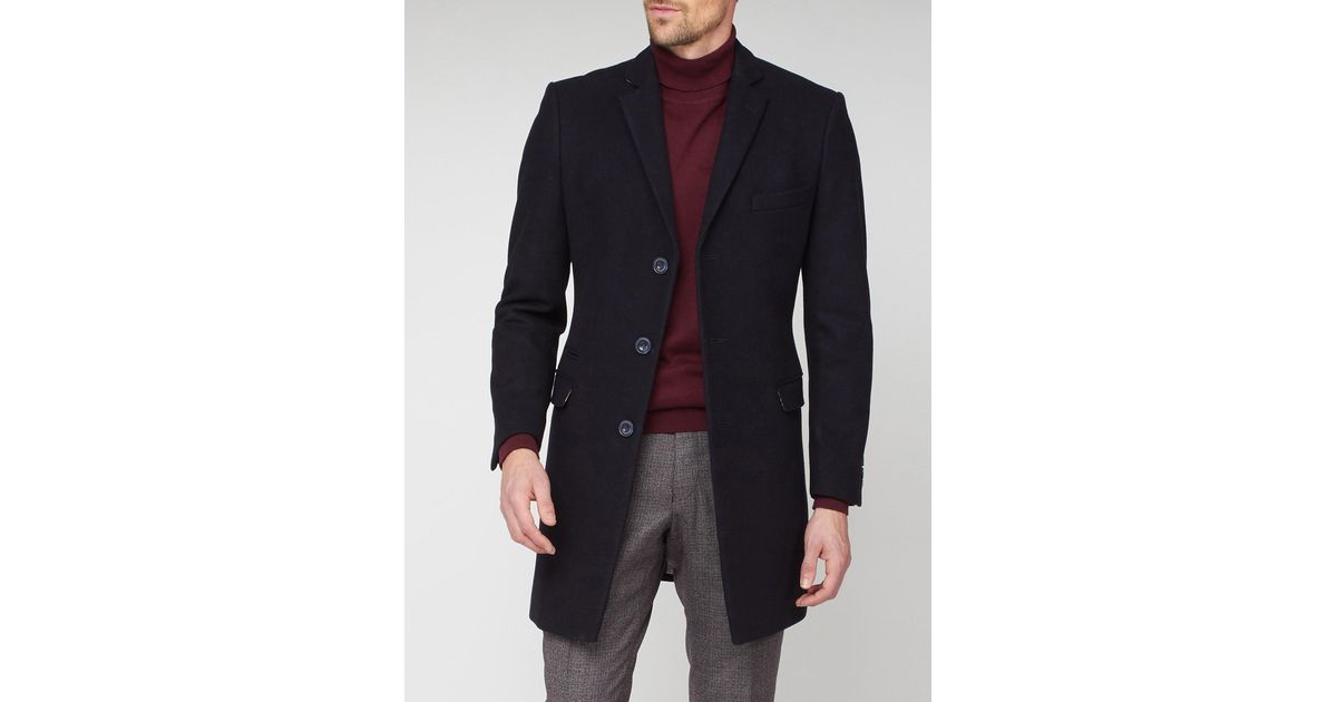 Camel Coat Ben Sherman Navy Melton Overcoat Ben Sherman Melton
