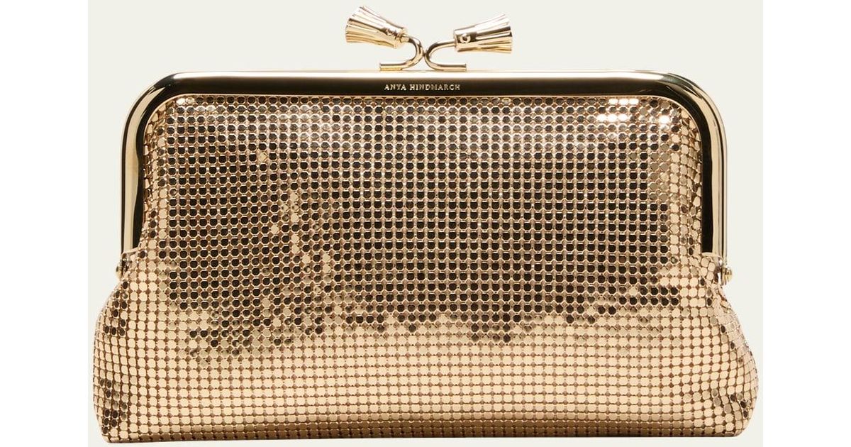 Anya Hindmarch Maud Tassel Metal Mesh Clutch Bag in Natural Lyst
