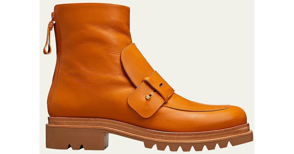 MERCEDES CASTILLO Wylie Lug-sole Loafer Booties in Orange | Lyst