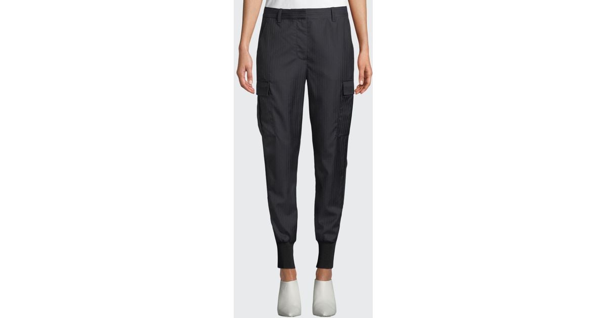 3.1 Phillip Lim Synthetic Pinstripe Jogger Pants With Cargo Pockets in Navy (Blue) - Lyst