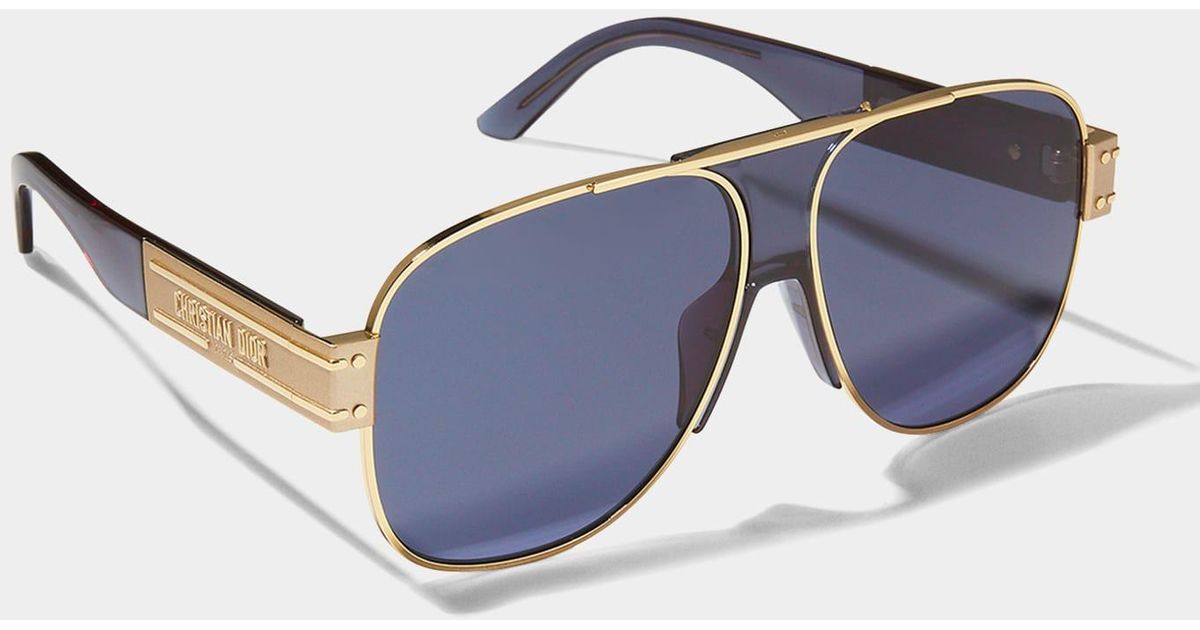 Dior Signature A3u Metal & Injection Plastic Aviator Sunglasses in Blue