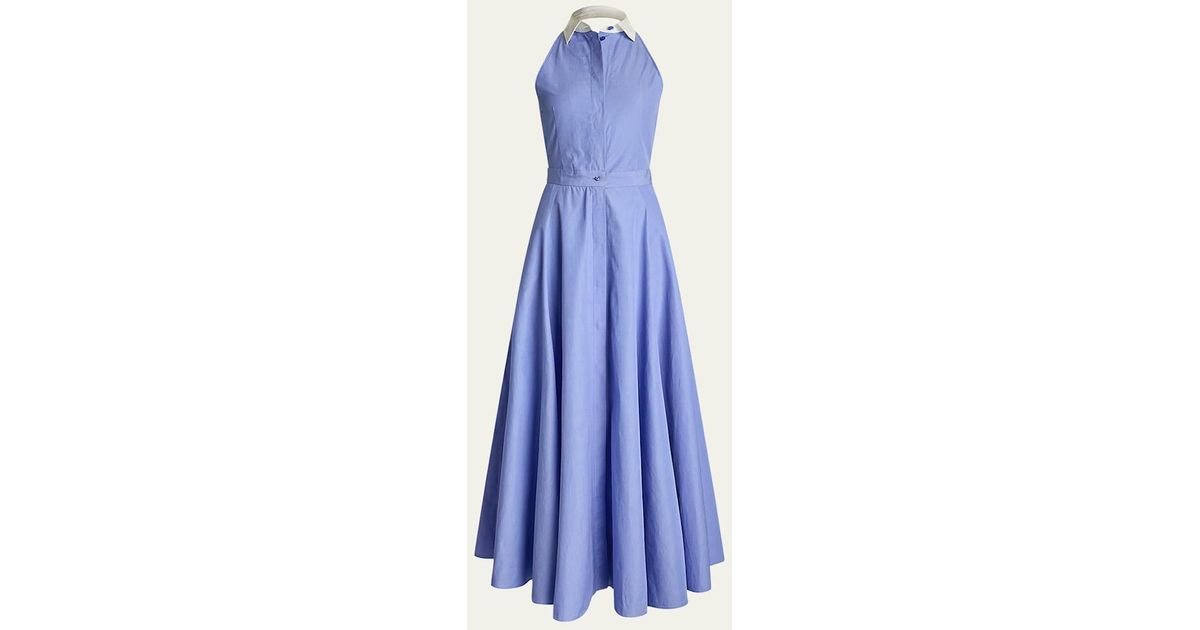 Ralph Lauren Eldred End-On-End Day Halter Dress in Blue | Lyst