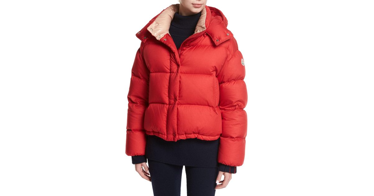 Paeonia Quilted Puffer Jacket in Red 