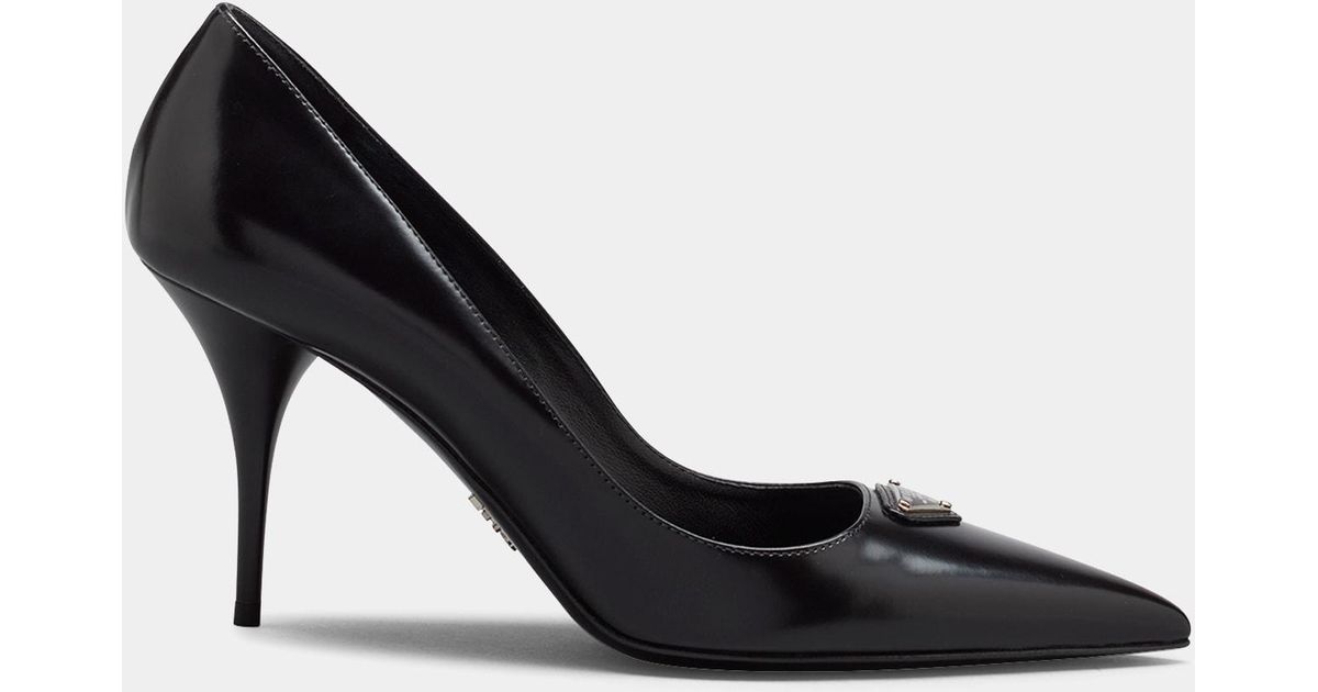 Prada Modellerie Leather Stiletto Pumps in Black | Lyst