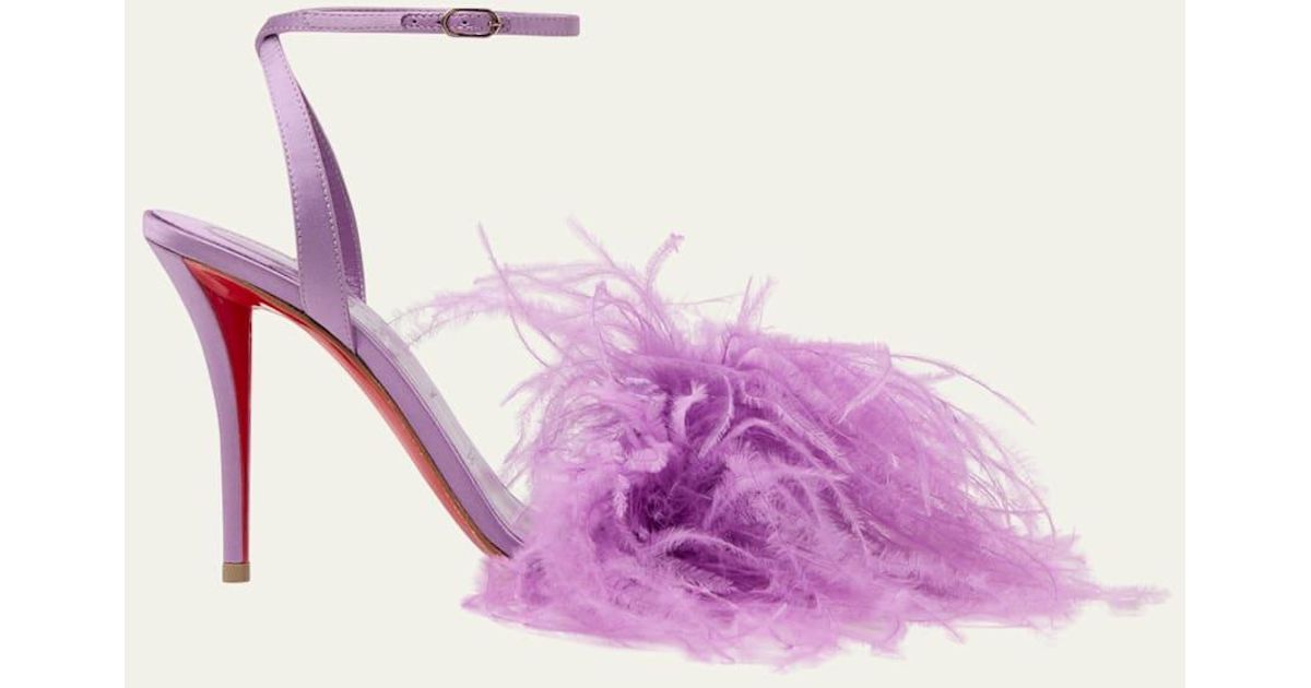 Christian Louboutin 100Mm Miss Z Poupi Silk Feather Pumps in Pink | Lyst