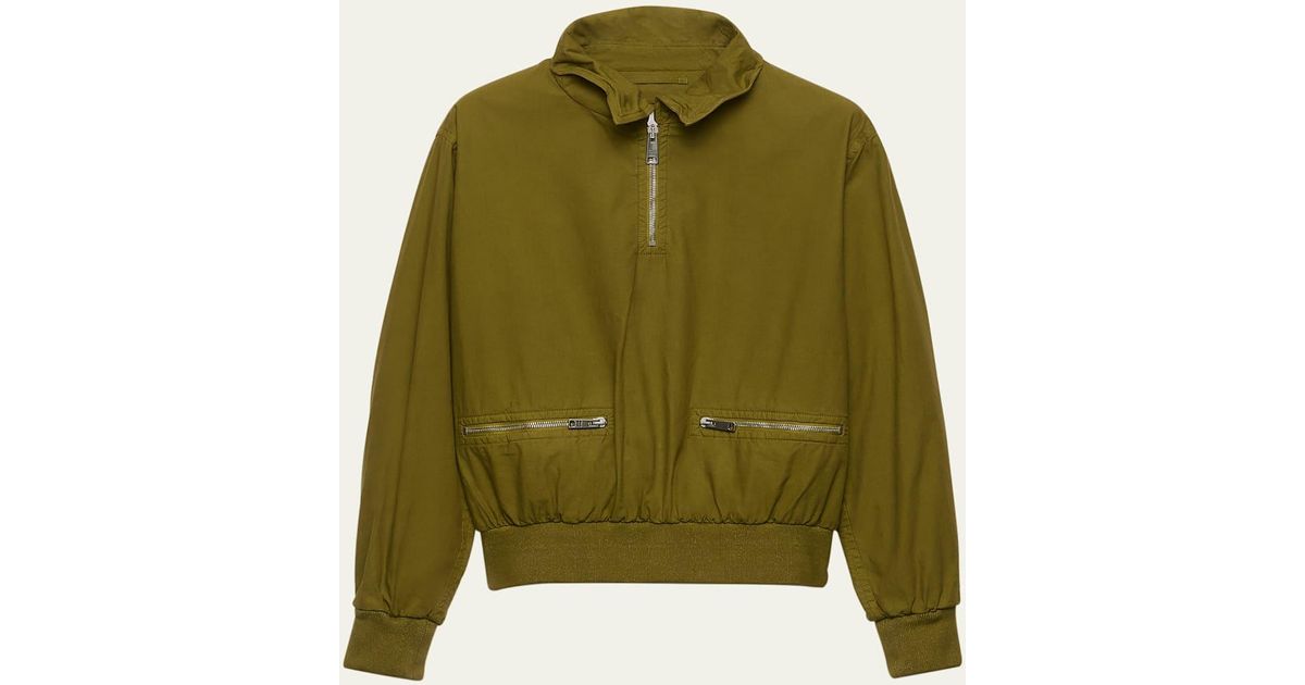 Prada Poplin Old Bomber Jacket in Green | Lyst