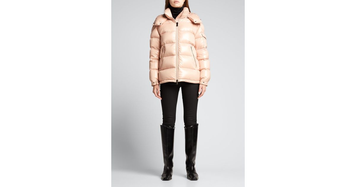 Moncler Maire Shiny Puffer Jacket in Natural | Lyst