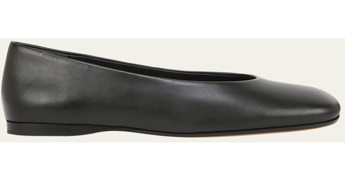 Vince Leah Leather Squaretoe Ballerina Flats in Natural Lyst