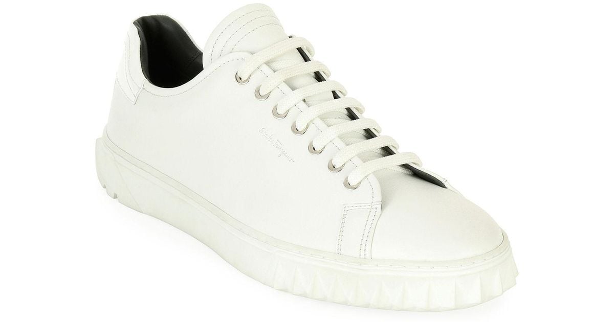 Ferragamo Men's Leather Low-top Sneakers in White for Men - Save 5% - Lyst