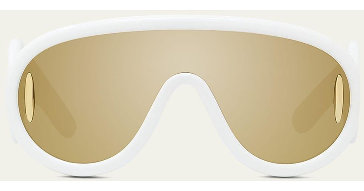 Loewe Mirror Acetate Shield Sunglasses in Natural
