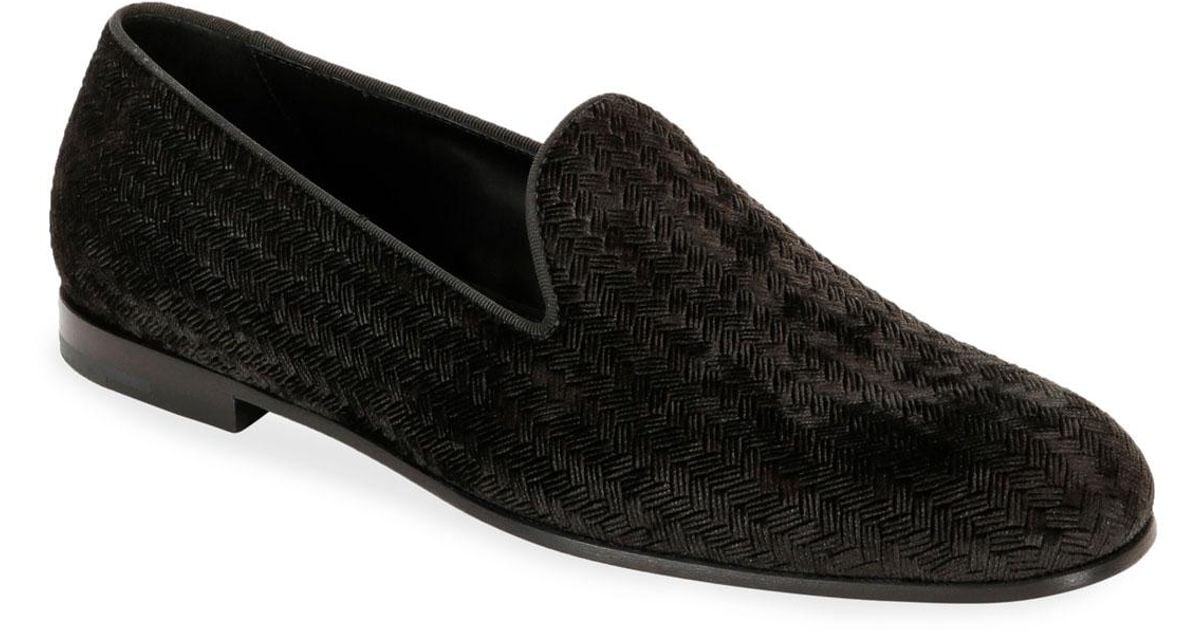 Armani Men's Woven Velvet Formal Loafer in Black for Men Lyst
