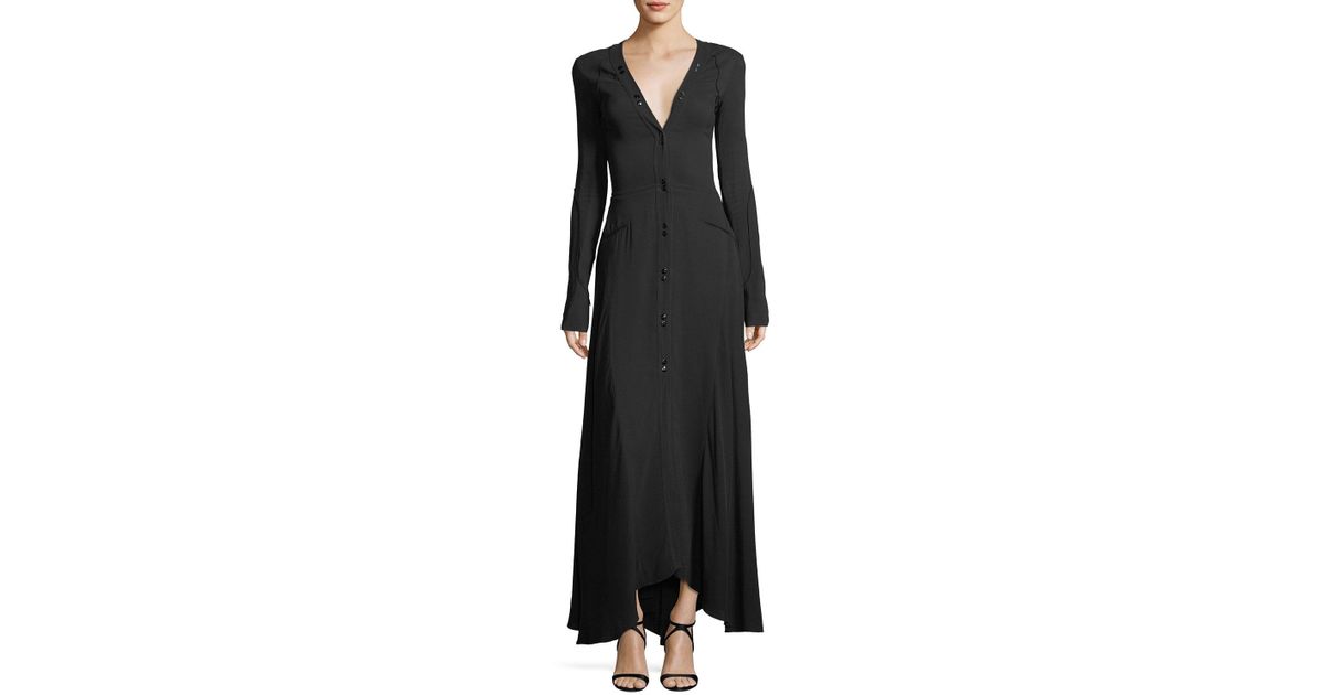 button down long sleeve maxi dress