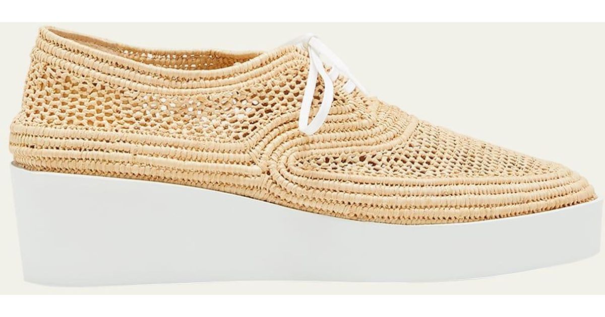 CLERGERIE PARIS Lisa Raffia Wedge Loafers in Natural | Lyst