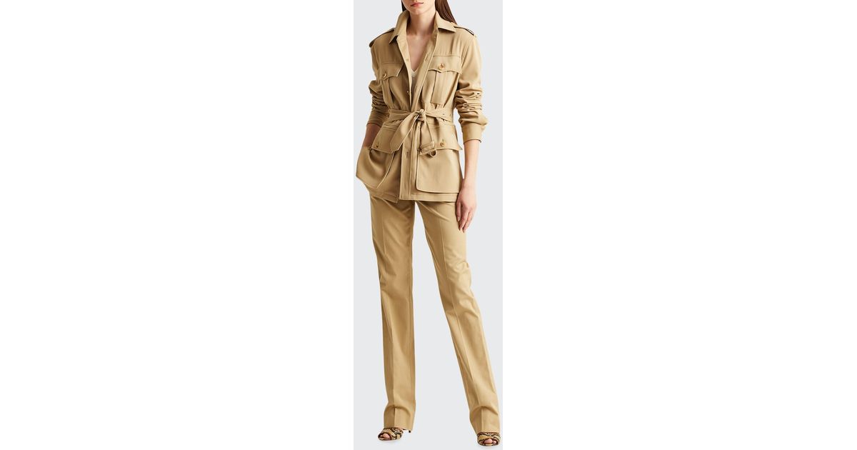 Ralph Lauren Collection Seth Mid-rise Straight-leg Pants in Natural | Lyst
