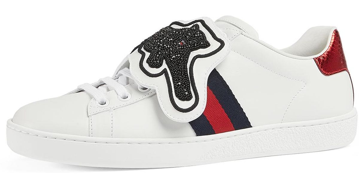 Gucci Leather New Ace Panther Low-top 