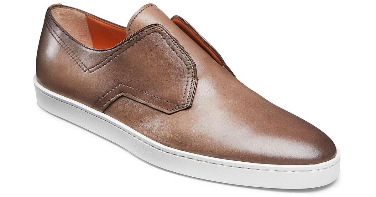 Santoni Men's Icarius Leather Low-top Sneakers in Gray for Men - Lyst