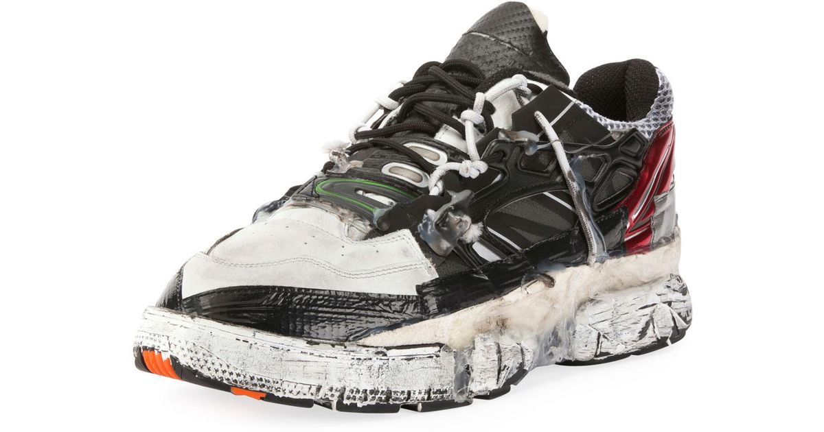 maison margiela men's colorblock fusion leather trainer sneakers