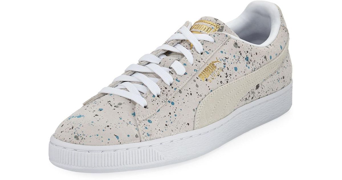 puma men's splatter metallic suede ankle high leather fashion sneaker