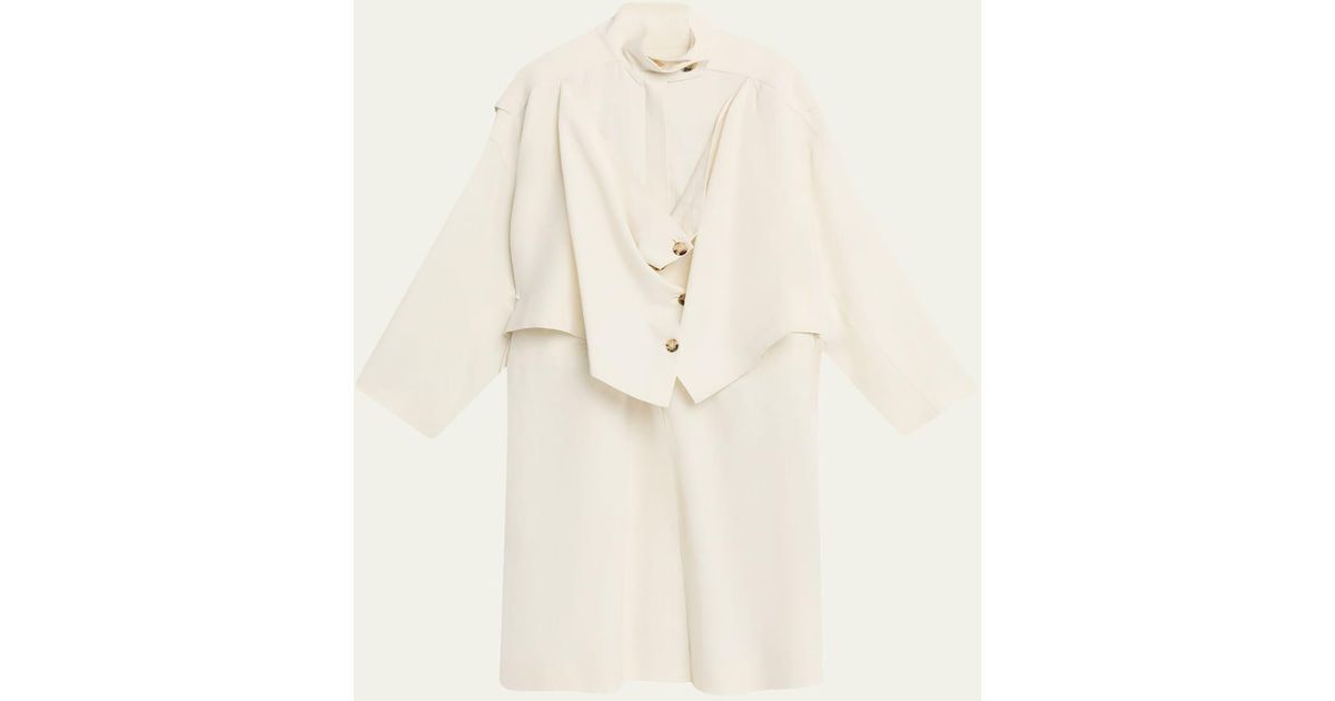 Michael Kors Linen Draped Oversized Wind Coat in Natural | Lyst