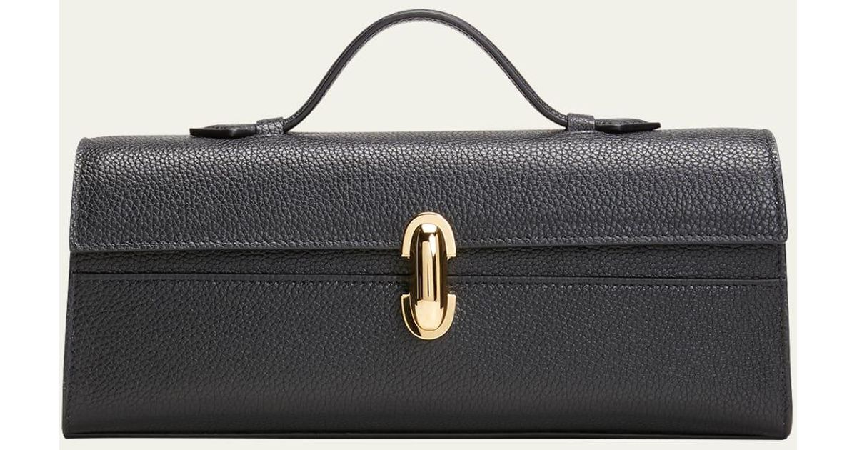 SAVETTE Slim Leather Pochette Top-handle Bag in Black | Lyst