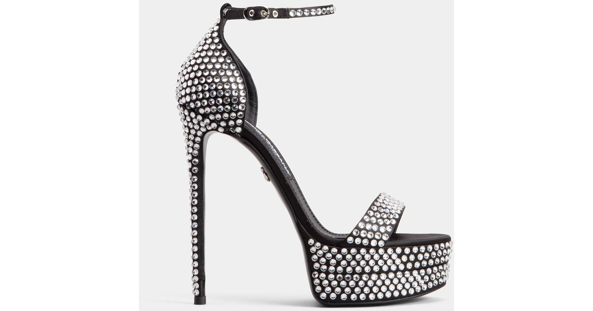 Dolce & Gabbana 105mm Strass Ankle-strap Platform Sandals in White | Lyst