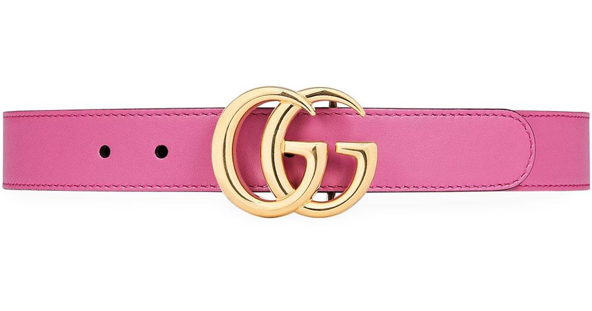 Gucci Kids&#39; Leather Belt W/ Double G Buckle in Pink - Lyst