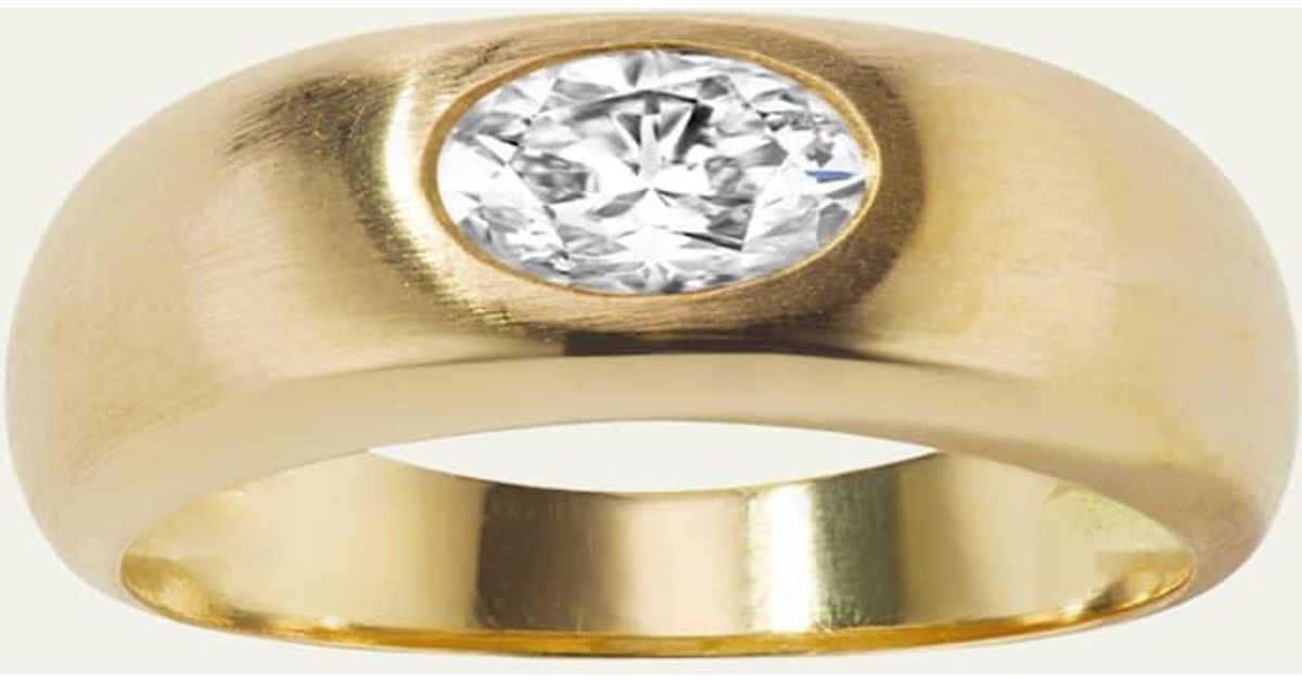 Aaryah 18K Natural Oval Diamond Shani Ring | Lyst