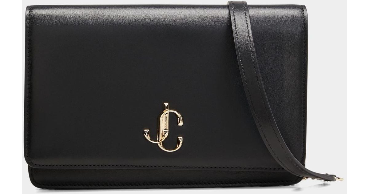 直営店‐Jimmy Choo‐ JC FLAP/S チェーンバッグ Jimmy Choo Black Croc Embossed Leather 'JC' Flap Chain Bag