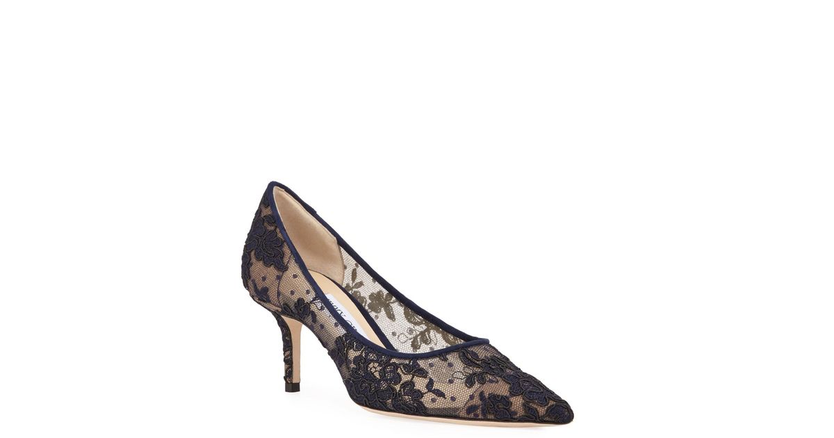navy lace pumps