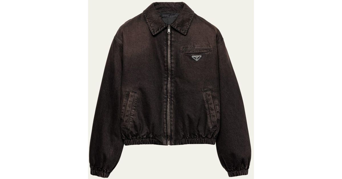 Prada Overdyed Denim Jacket in Black for Men | Lyst