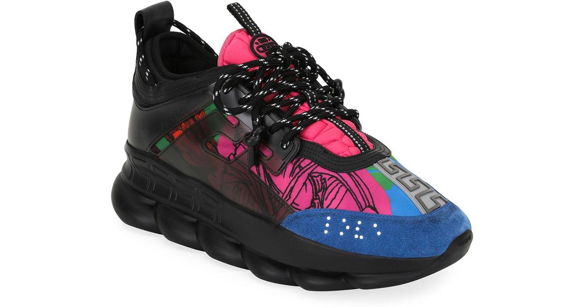 Versace Black And Multicoloured Chain Reaction Sneakers for men Versace Black And Multicoloured Chain Reaction Sneakers for men