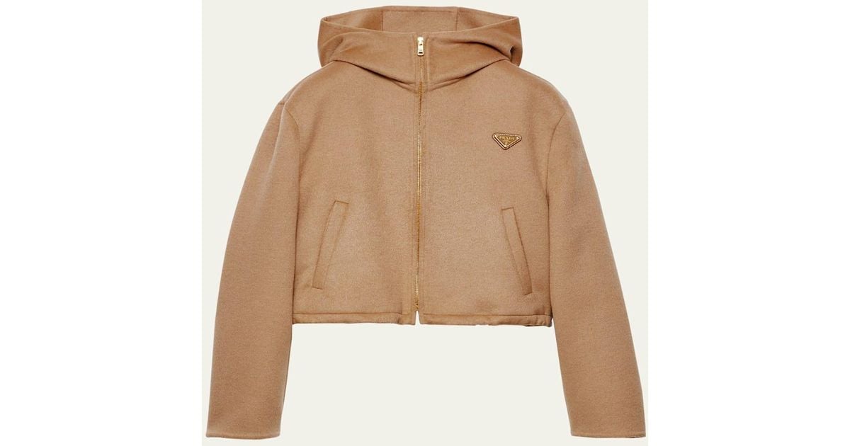 ジャケット Prada Giacca Doppiopetto In Cashgora Prada Cashgora Hooded Jacket in Natural | Lyst