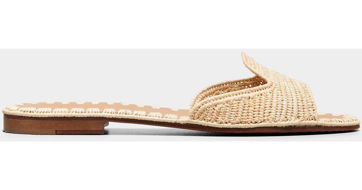 Carrie Forbes Boite Raffia Flat Sandals in White Lyst