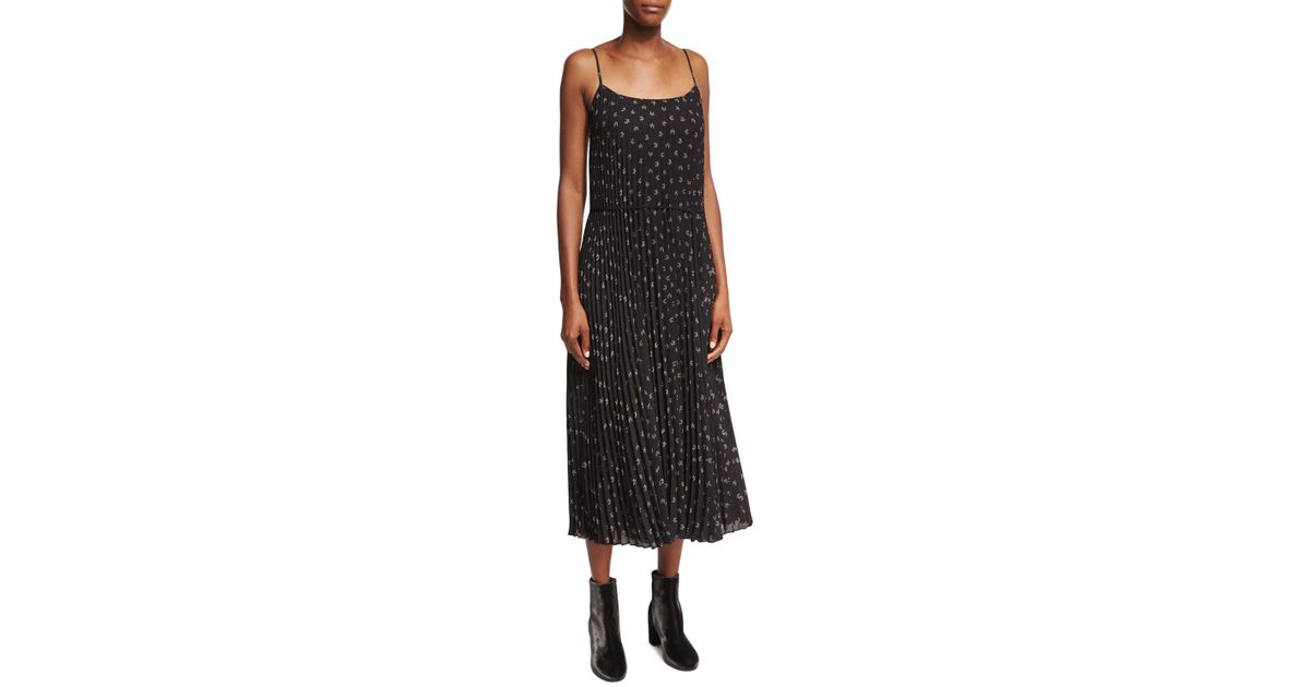 vince pleated cami maxi dress