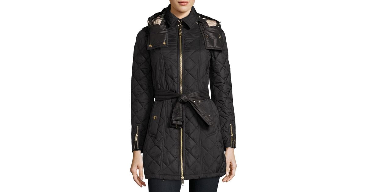 burberry baughton quilted belted parka jacket