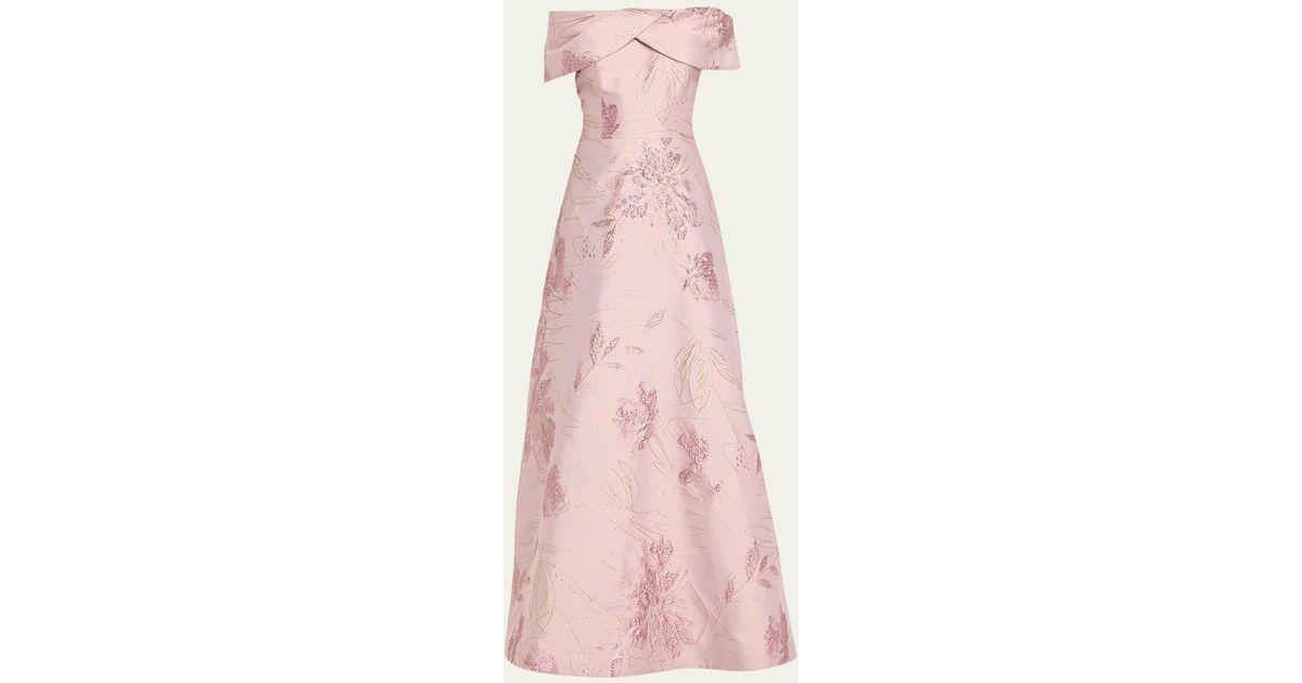 TERI JON Silk Organza Floral Printed Ruffle Neck Gown main image 1