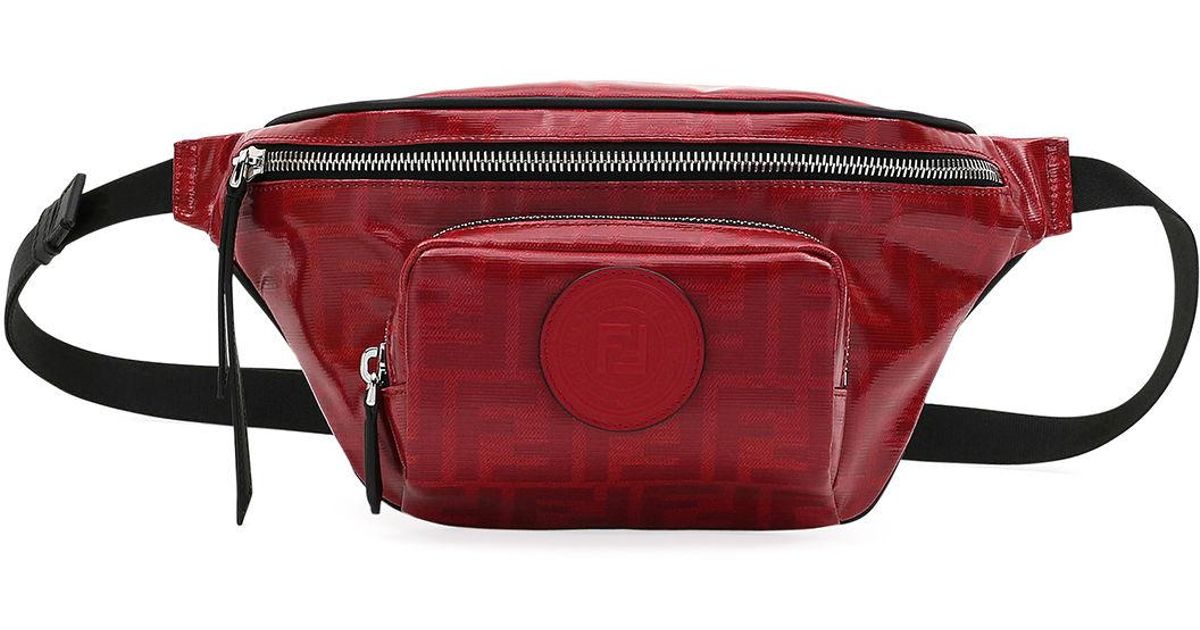 Fendi Canvas Men&#39;s Vertficato Printed Belt Bag/fanny Pack in Red for Men - Lyst