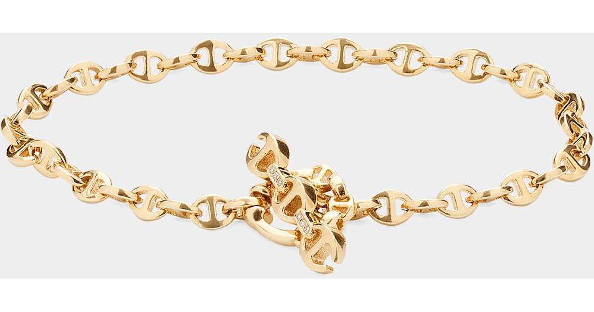 Hoorsenbuhs 3mm Open-link Bracelet With White Diamond Toggle In 18k Gold | Lyst