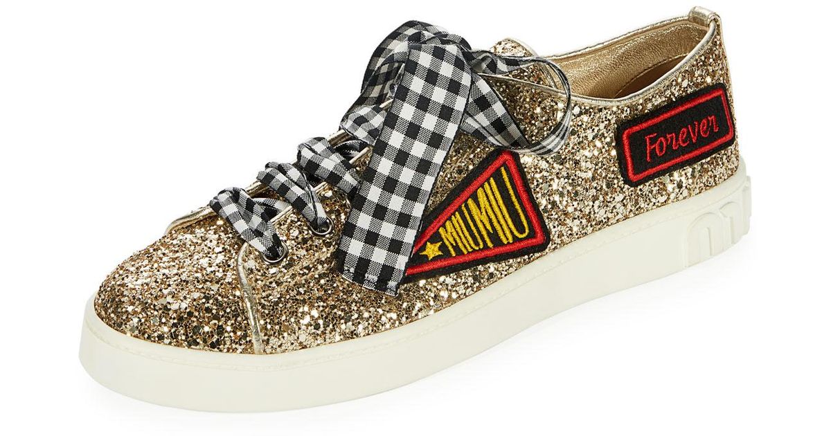 miu miu gold glitter sneakers